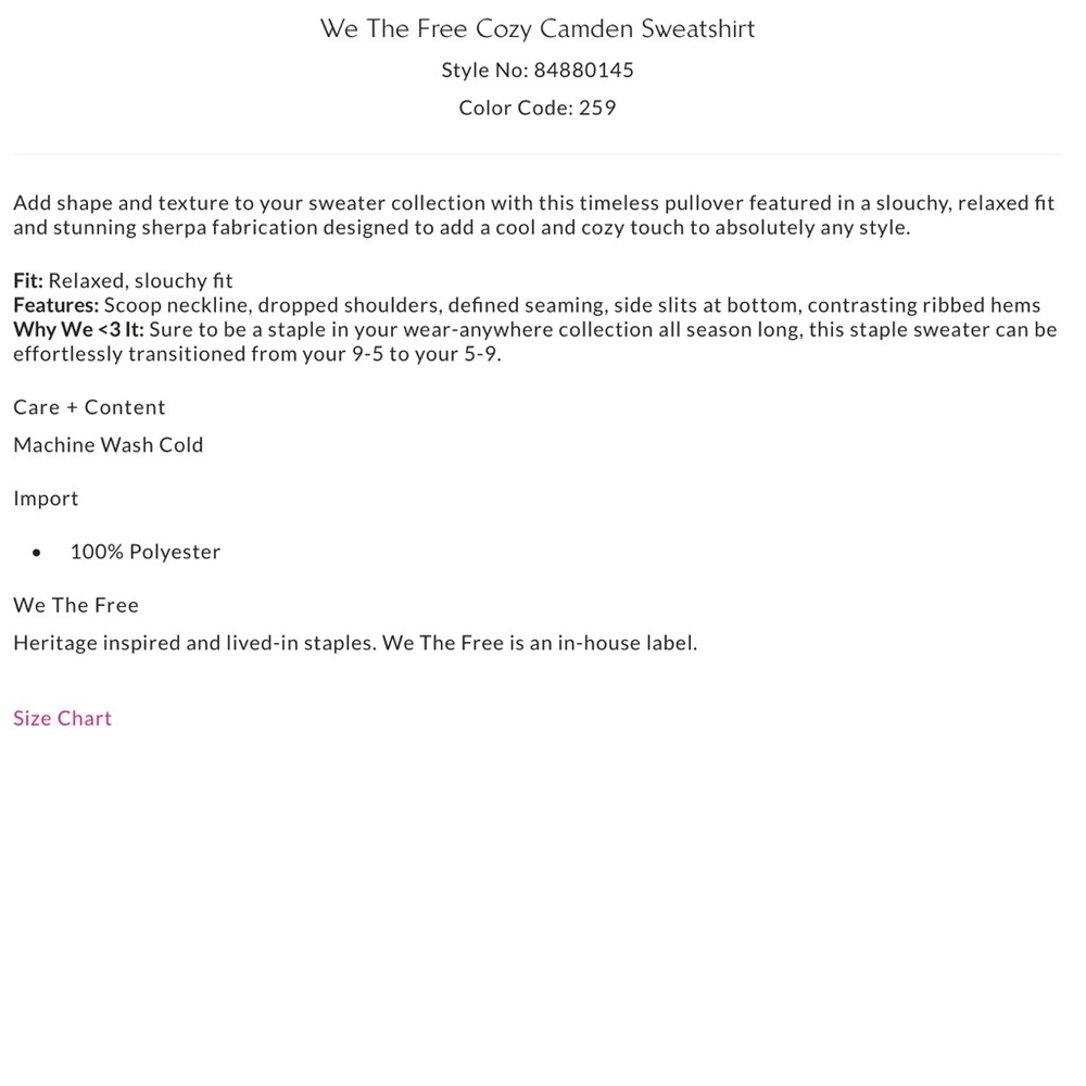 Free People Cozy Camden Sweatshirt Pink XS We the Free $98 Retail - Picture 7 of 10